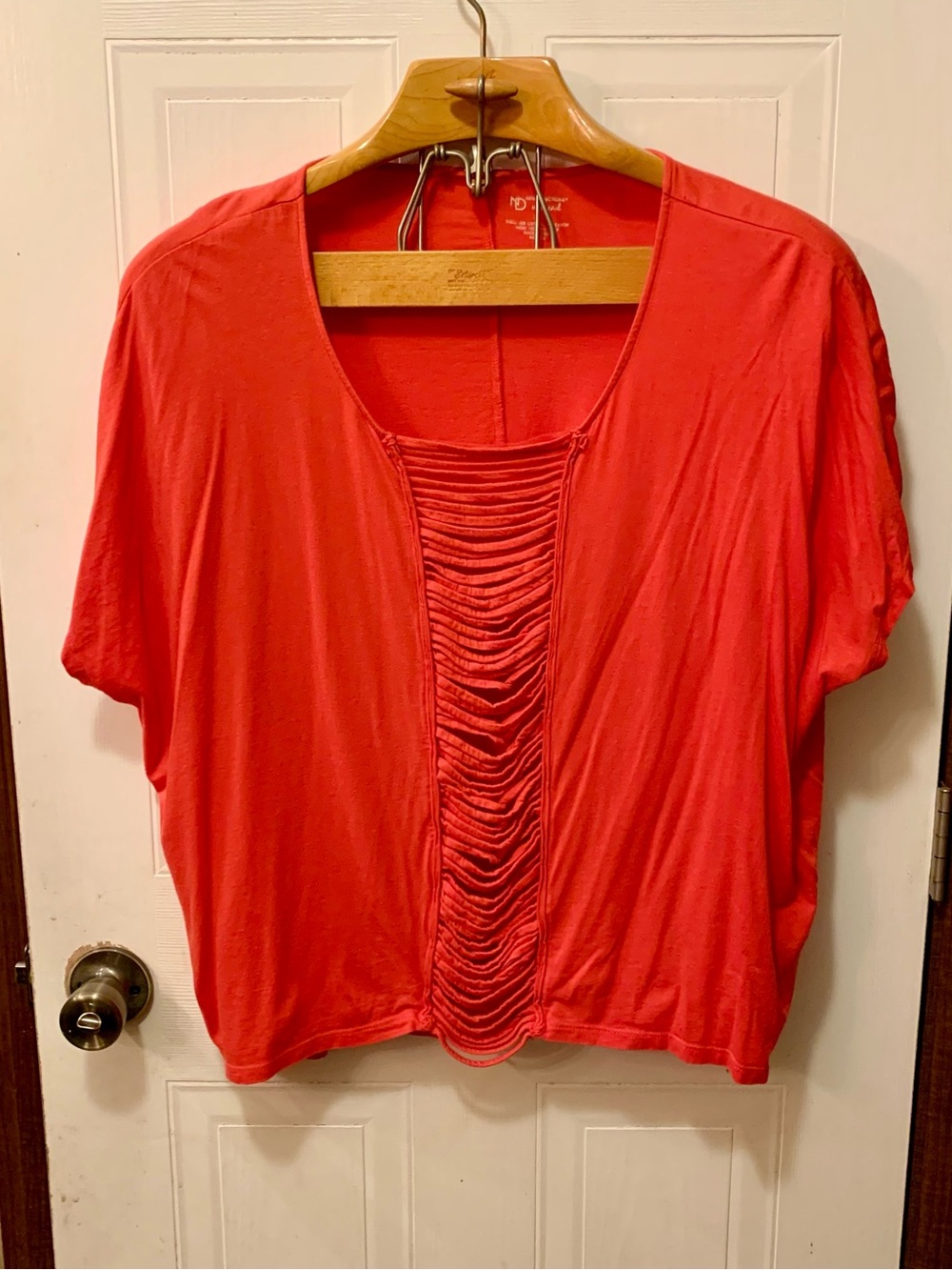 New Directions Weekend Cherry Red Slash Ladder Cutout Top XL